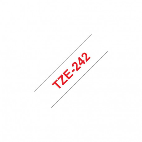Kleepkirjalint Brother TZE-242 valge, punane tekst, laius 18mm