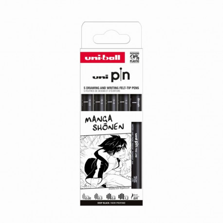 Tindipliiats Uni Pin komplekt Manga Shonen, 5 pliiatsit