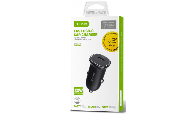 D-Fruit car charger 30W USB-C + USB-C cable DF104