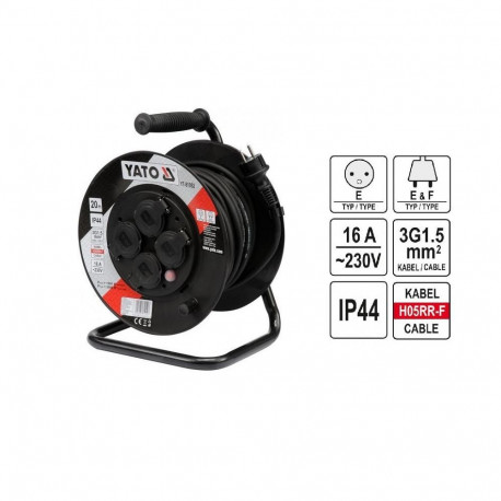 Yato YT-81052 kaablirull 4 pistikupesa 20 m