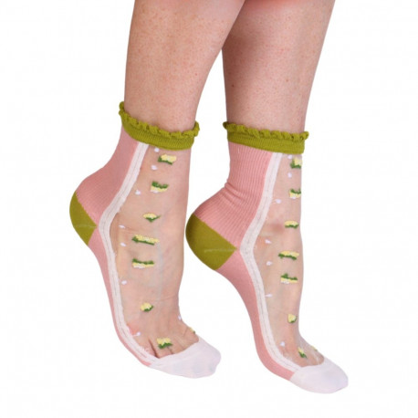 SOKISAHTEL CATALEYA roosad õhukesed sokid 444