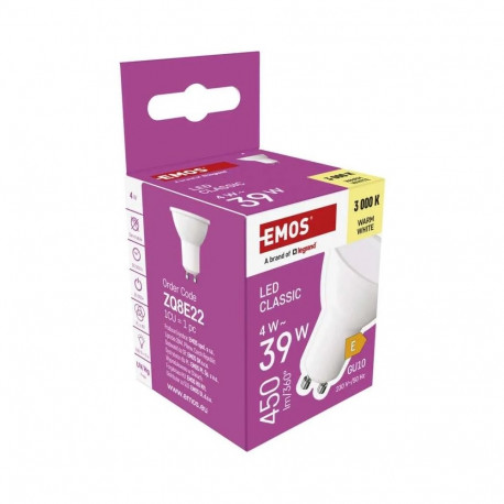 LED pirn GU10 230V MR16 4W 450lm, soe valge, 3000K, EMOS