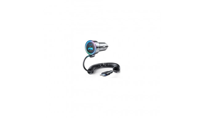 Joyroom Joyroom 3 in 1 fast car charger with USB Type C cable 1.6m 60W black (JR-CL07)