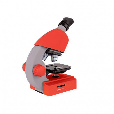 Microscope, Bresser Junior 40x-640x, red with experiment kit, with phone adaptor
