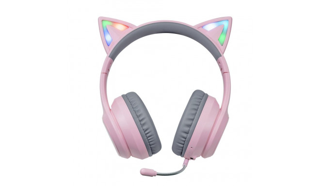 Foxxray FXR-HAB-10 PK DazzleCat Low-Latency Gaming Headset Wireless Grey/Pink