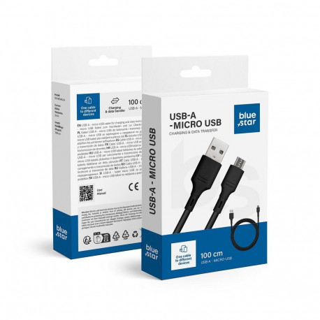 Cable USB A to Micro USB Blue Star 2A 1 m DC-001AM2.0 black