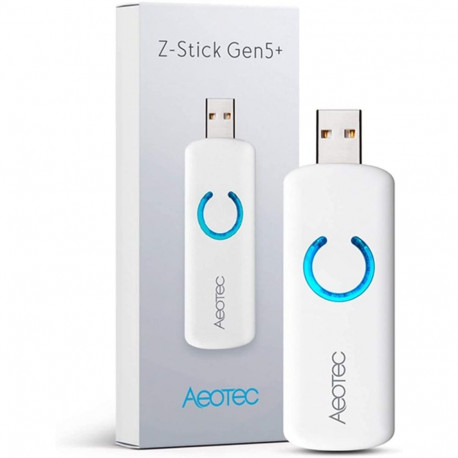 Aeotec Z-Stick - USB-adapter akuga Gen5+, Z-Wave Plus Valge