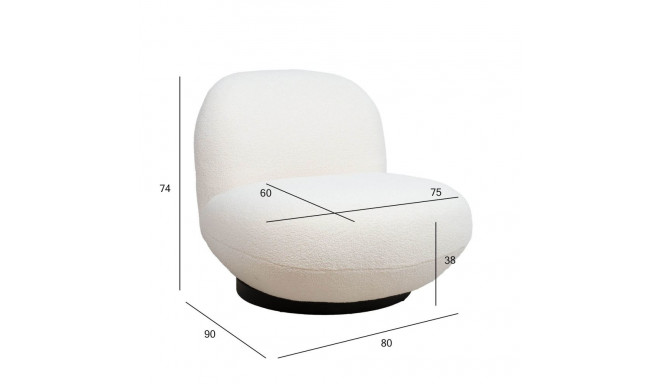 Tugitool PAMELA 80x90xH74cm, valge