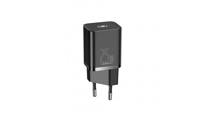 Seina kiirlaadija Super Si 25W USB-C QC3.0 PD koos USB-C 1m kaabliga, must