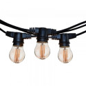 Visional 03-613 Led Garden Inline Chain E27 with 15 sockets / 15m / step 1m (no bulbs) Black
