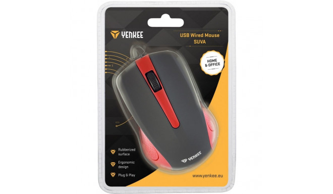 USB wired mouse, 3 buttons, rubberized surface