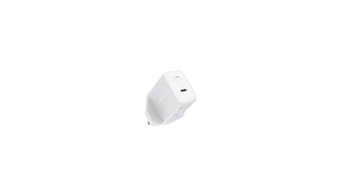Acefast GaN wall charger (UK plug) USB Type C 30W, Power Delivery, PPS, Q3 3.0, AFC, FCP White
