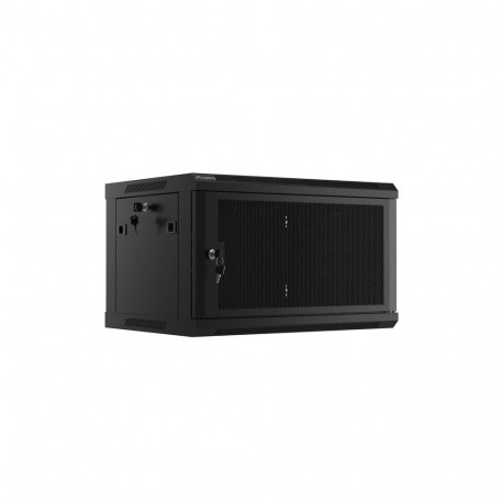 RACK CABINET 19" WALL-MOUNT 6U/600X450 (FLAT PACK) WITH PERFORATED DOOR BLACK LANBERG
