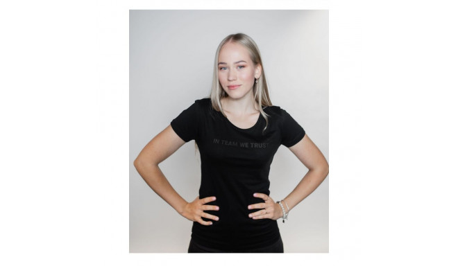 Dinamo - WOMEN'S T-SHIRT «DINAMO» WITH BLACK METALLIC PRINTING M Black