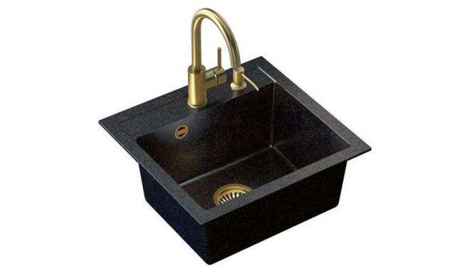 Steiner ART JOHNNY 110 sink (50x47x18.5) Steingran Art Gold Black Pearl with manual siphon, Naomi ta