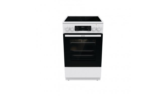 Gorenje GECS5C70WA valge klaaskeraamiline pliit elektriahjuga, laius 50 cm, grill, LED, sügavus 59.4