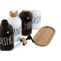 Seebi dosaator Home ESPRIT Valge Must Bambus Kristall 350 ml 15,5 x 8 x 19 cm (2 Ühikut)