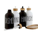 Seebi dosaator Home ESPRIT Valge Must Bambus Kristall 350 ml 15,5 x 8 x 19 cm (2 Ühikut)