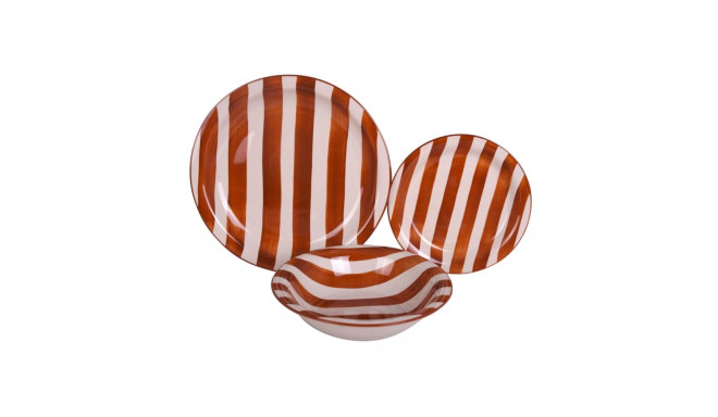 Tableware Home ESPRIT Yellow Blue Red Stoneware Stripes Mediterranean 27,5 x 27,5 x 2,8 cm 18 Pieces