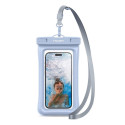 Spigen Aqua Shield A610 waterproof case floating on water - blue