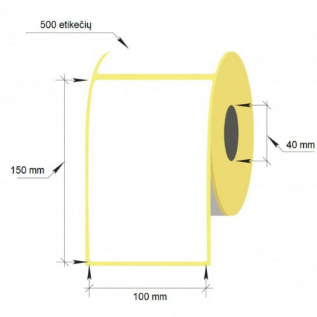 Termoetiketid 100x150mm, 500tk