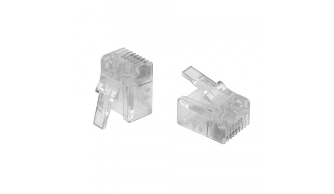 Modular Plug, 6P/6C, unshielded, standard body, flat oval, 2.29x6.61mm cable jack OD, category 3, 50