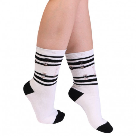 SOKISAHTEL POSITANO valged triibulised katkised sokid 444