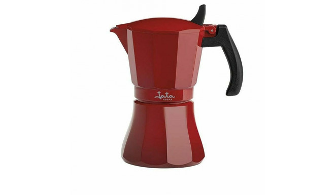 Italian Coffee Pot JATA CAFETERADEINDUCCIÓNROJAVULCANO Red Aluminium 9 Cups (1 Unit)