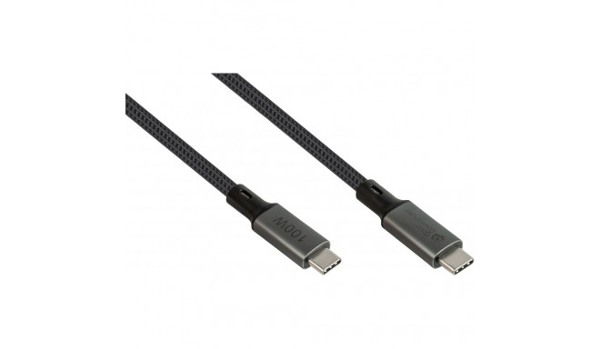 "GoodConnections USB-C 4.0 (ST-ST) 1,8m Anschlusskabel Textilmantel 100W 8K 30Hz Anthrazit"