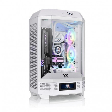 The Thermaltake The Tower 300 TG Snow is a compact Micro-ATX chassis featuring a un
