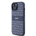 DKNY case for iPhone 15 6,1" DKHCP15SPRTHSLB blue HC PU repeat texture pattern w tonal stripe