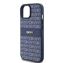 DKNY case for iPhone 15 6,1" DKHCP15SPRTHSLB blue HC PU repeat texture pattern w tonal stripe