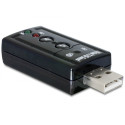 USB 2.0 helikaart, 1x 3.5mm stereo, 1x 3.5mm microphone, 7.1 24 Bit/96 kHz