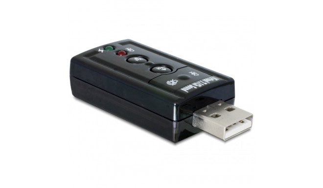 USB 2.0 helikaart, 1x 3.5mm stereo, 1x 3.5mm microphone, 7.1 24 Bit/96 kHz