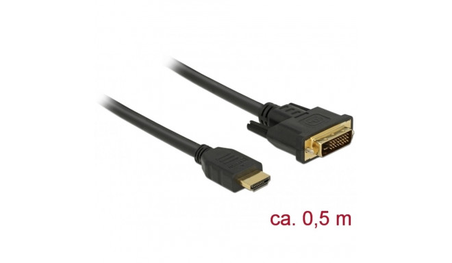 HDMI - DVI-D Dual Link kaabel 0.5m, kullatud 2560x1600@60Hz, (sign suund HDMI  DVI) töötab mõlemas