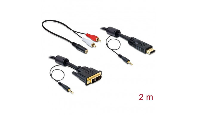 Delock Cable DVI - HDMI + Sound male-male 2 m