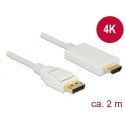 DisplayPort - HDMI kaabel 2.0m, 4K 3840x2160@30Hz, valge (sign suund DP > HDMI)