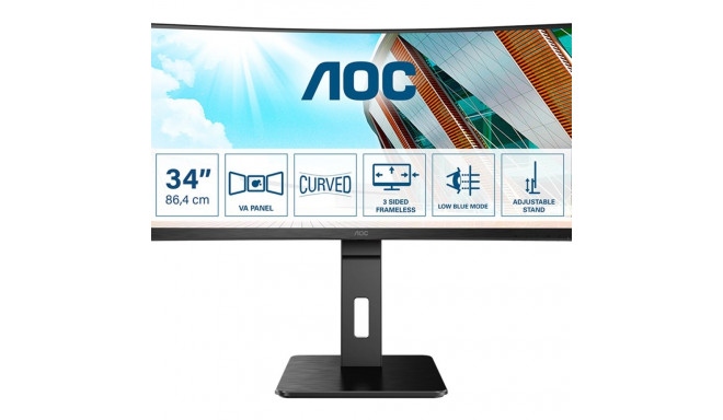 AOC CU34P2A 34inch 3440x1440 VA Curved H/A 150MM 100hz FreeSync Premium ULTRAWIDE USB HUB SPEAKERS D