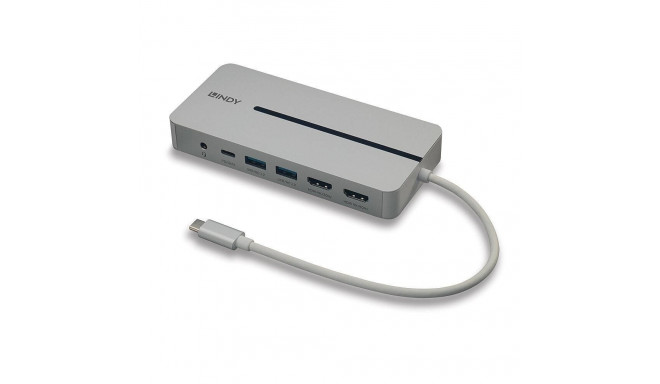 Lindy DST-Mx Duo USB-C sülearvuti/MacBook mini dokk kahe ekraaniga (4K) ja 100W läbivlaadimisega