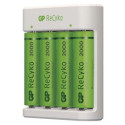 GP Battery Charger B411 with 4x AAA Rechargable batteries, 2100 mAh, 1.2V, White EU