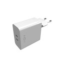 Fixed Dual USB-C Mains Charger, PD support, 65W