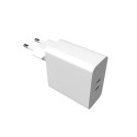 Fixed Dual USB-C Mains Charger, PD support, 65W