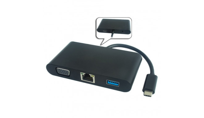 PremiumCord Adapter USB-C to VGA + Audio + USB3.0 + RJ45 + PD charge