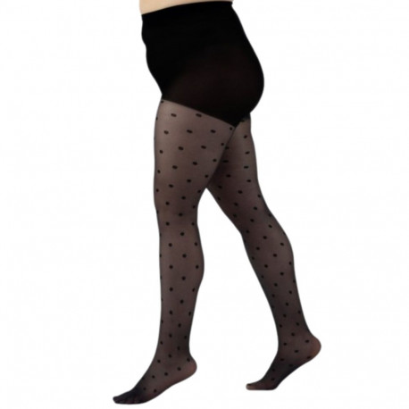 SOKISAHTEL DOTS plus size musta värvi täpilised sukkpüksid