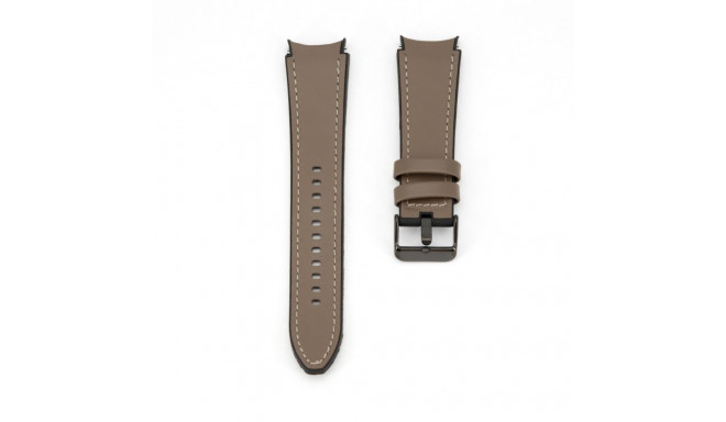 Connect 20mm Silicone Patch Leather Watch Strap (130mm M/L) Taupe