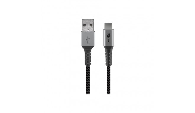 Goobay | USB-C to USB-A Textile Cable with Metal Plugs | 49296 | USB-C to USB-A