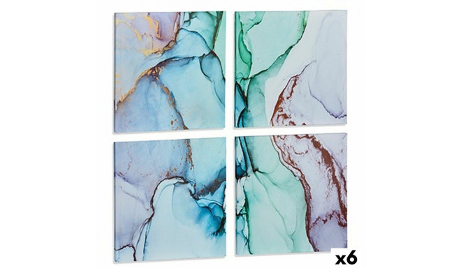 Set of 4 pictures Canvas Marble Blue 35 x 7 x 35 cm (6 Units)