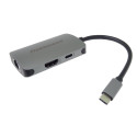 PremiumCord USB-C na HDMI + RJ45 + PD adapter, Aluminium Shell