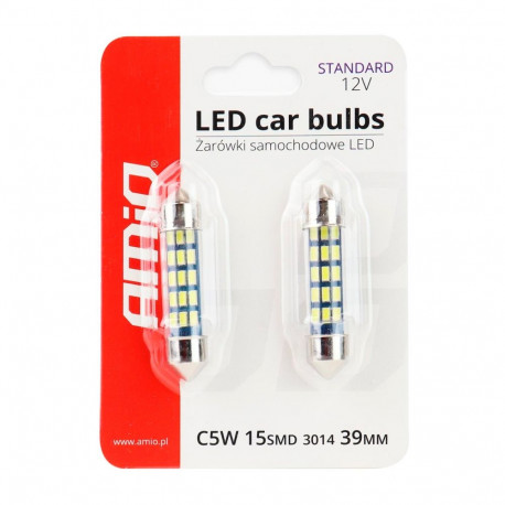 Led pirnid 2tk 15SMD C5W 39mm 12V, valge