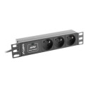 LANBERG PDU-03E-0200-BK Lanberg PDU 10 1U 16A, 3x 230v PL 2m Black